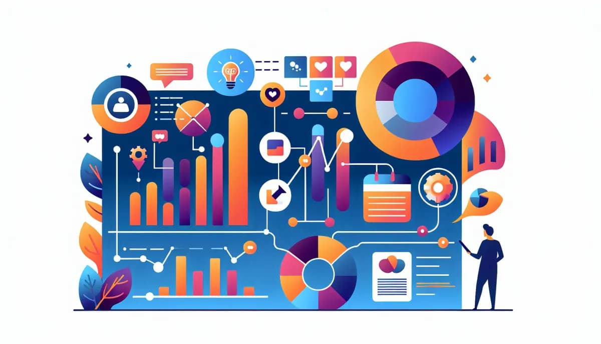 Social media analytics dashboard showing engagement graphs and metrics on a laptop screen