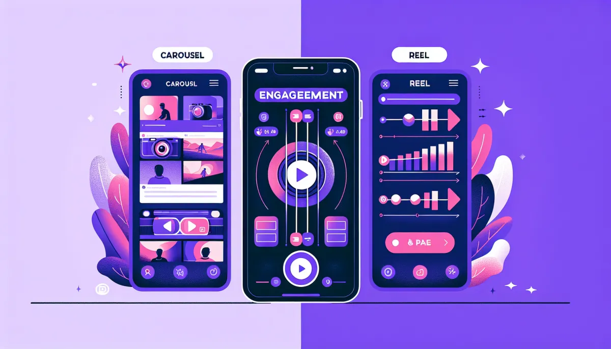 Comparison of engagement rates between Instagram carousels and Reels in 2026